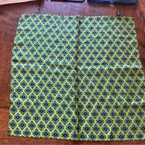 Patterned Green and Blue silk scarf 16” square